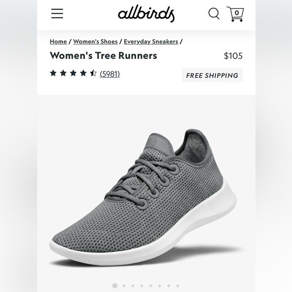 Allbirds gray tree runner womens sneakers - Picture 2 of 10